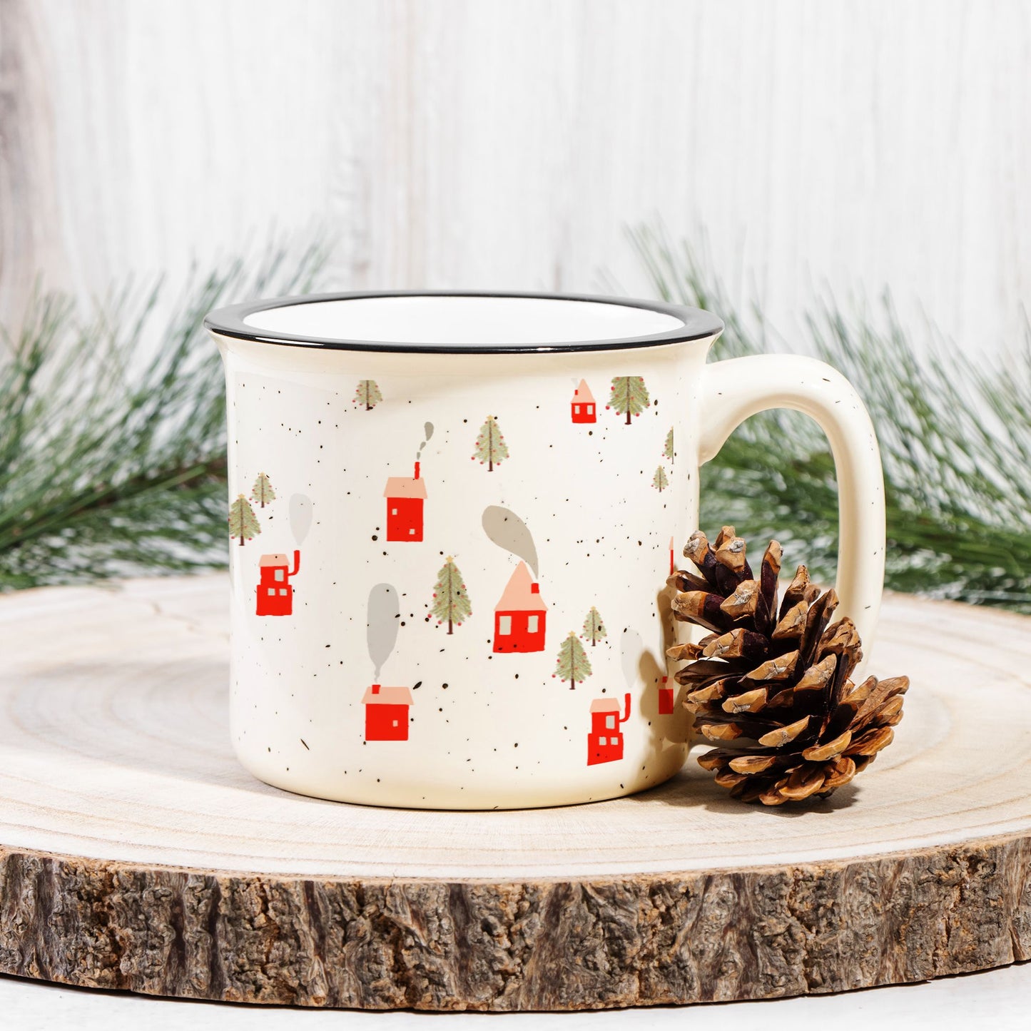 Winter Village Enamel Mug