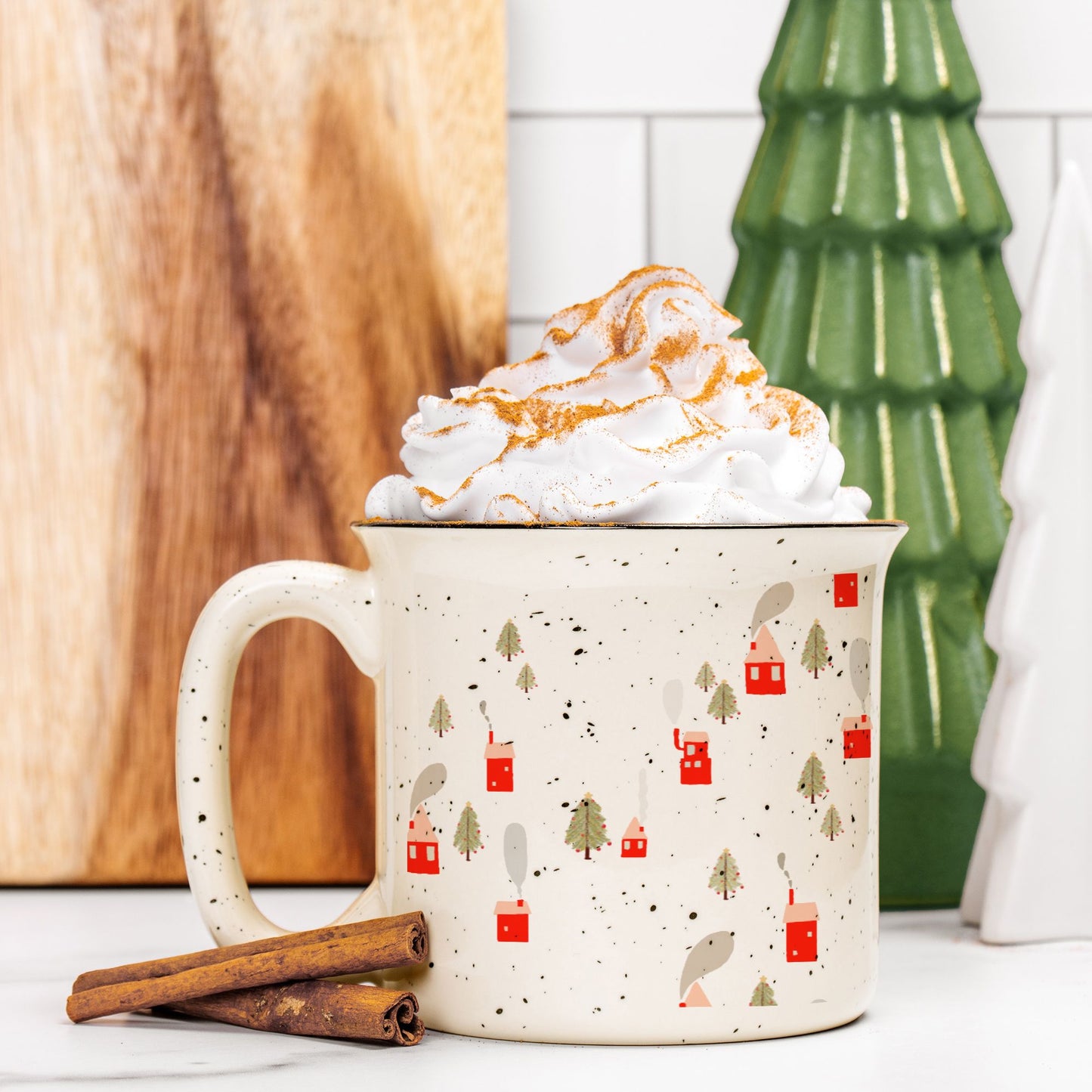 Winter Village Enamel Mug