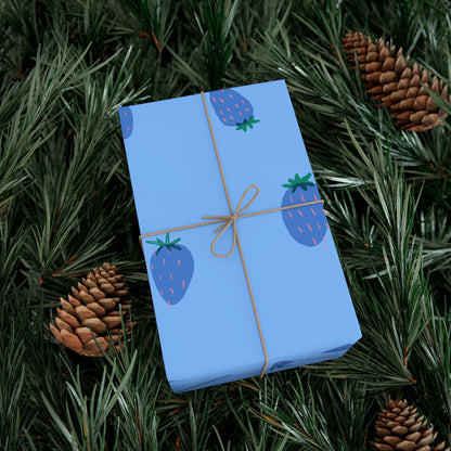 Strawberry Gift Wrap - Blue