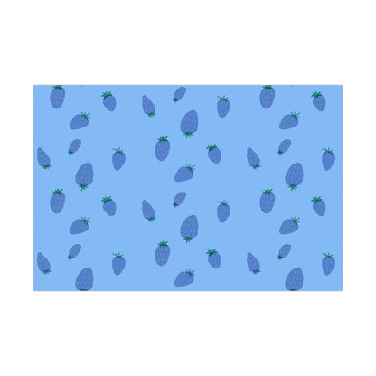 Strawberry Gift Wrap - Blue