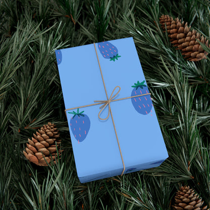 Strawberry Gift Wrap - Blue