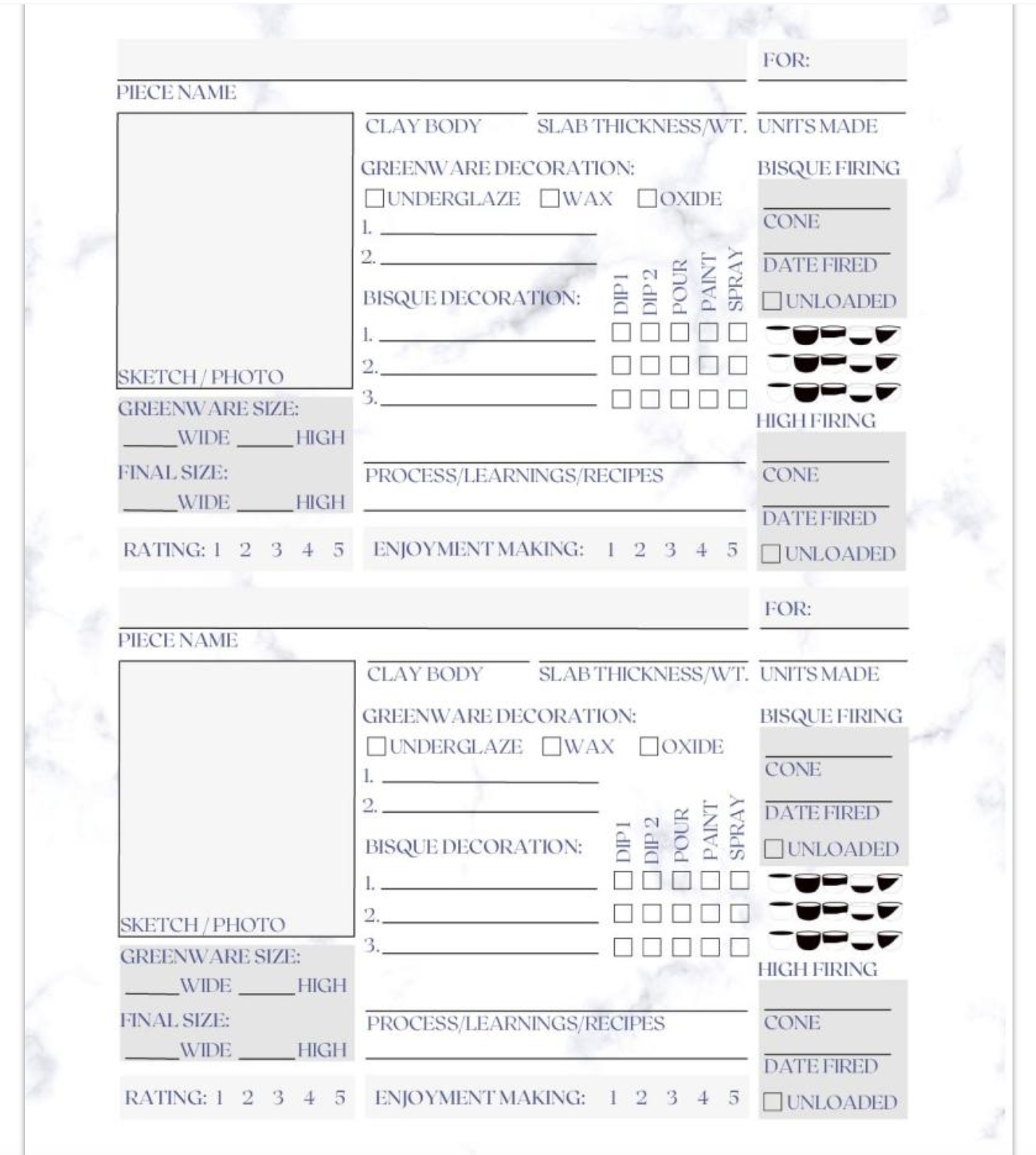 Pottery Journal: Pottery Project Logbook