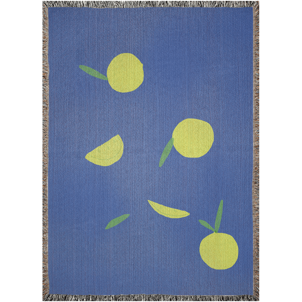 Lemon Woven Blanket Blue